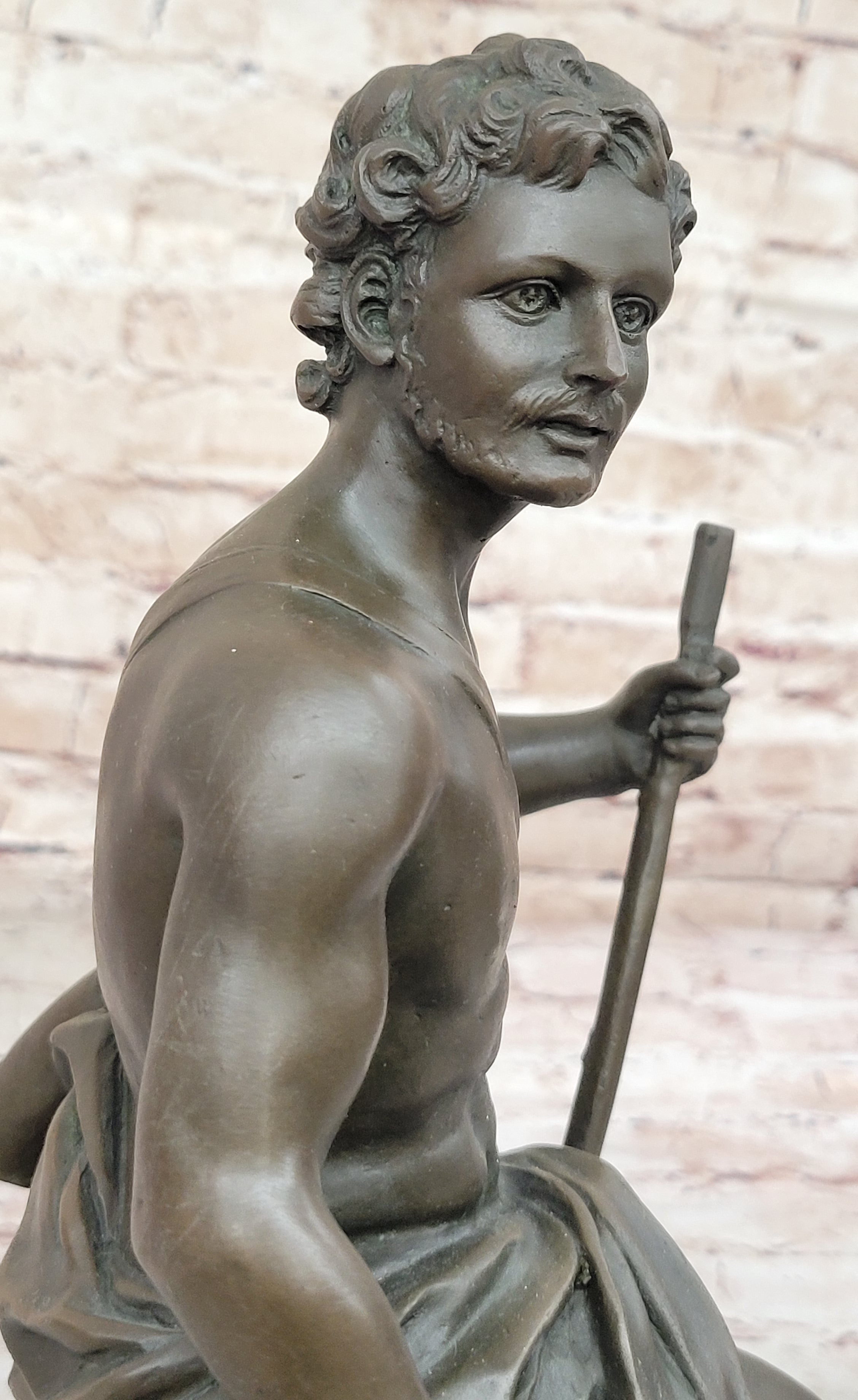 Muscular Male Shepherd & Dog - Bronze by Barbedienne
