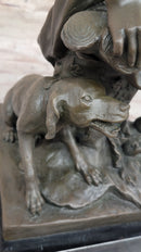 Muscular Male Shepherd & Dog - Bronze by Barbedienne