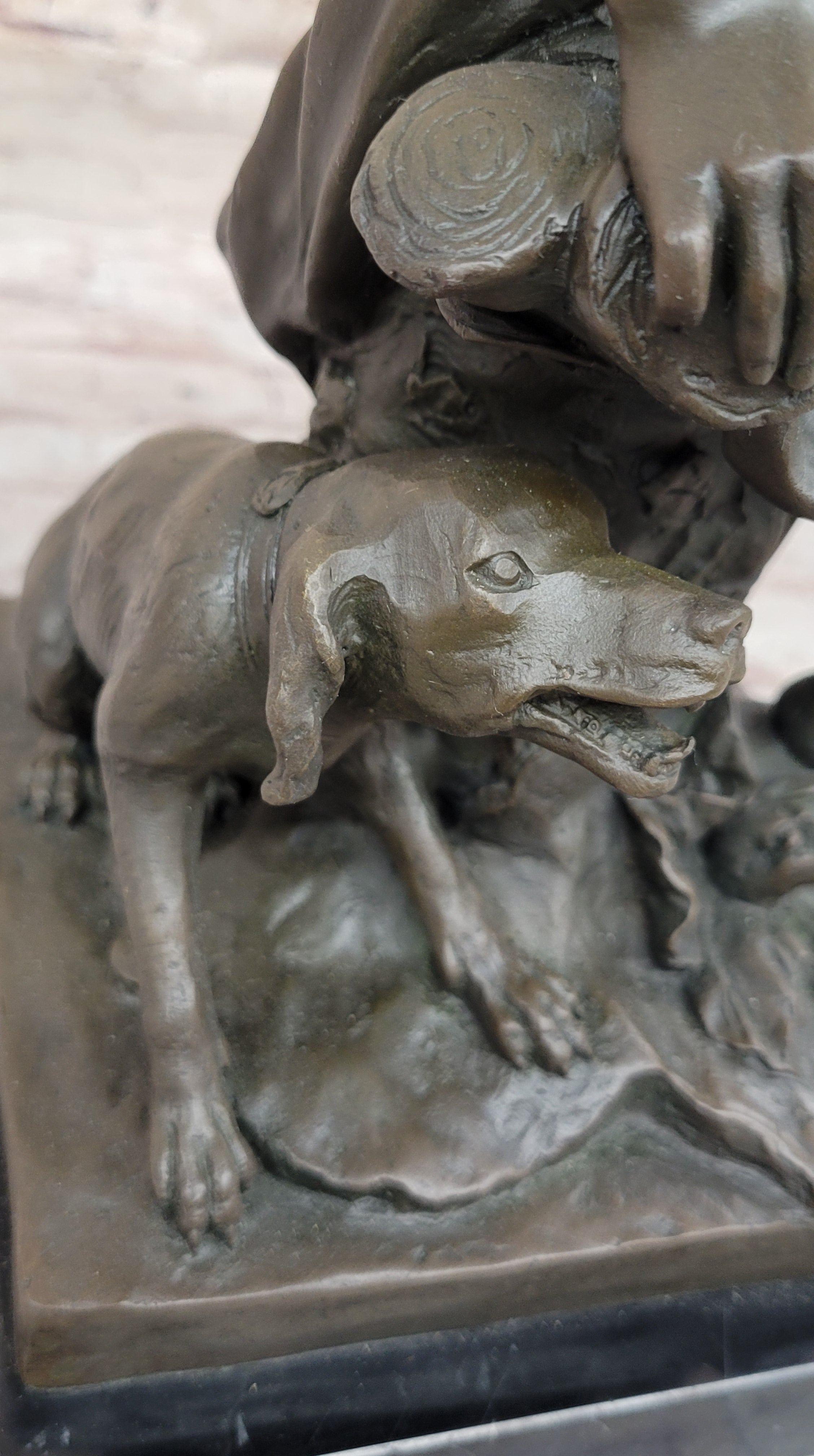 Muscular Male Shepherd & Dog - Bronze by Barbedienne