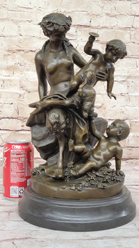 Satyr Fawn and Children - Greek Mythology Bronze by Clodion