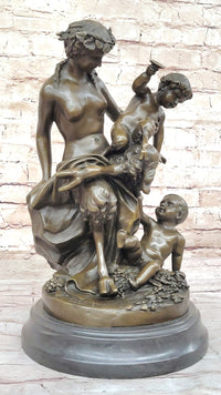 Satyr Fawn and Children - Greek Mythology Bronze by Clodion