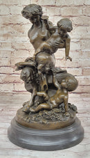 Satyr Fawn and Children - Greek Mythology Bronze by Clodion