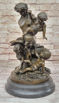 Satyr Fawn and Children - Greek Mythology Bronze by Clodion