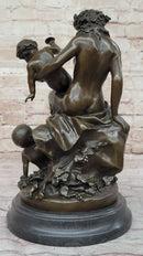 Satyr Fawn and Children - Greek Mythology Bronze by Clodion