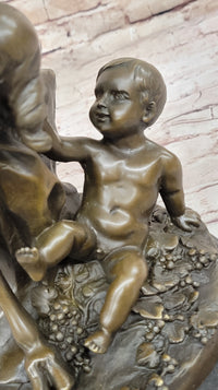 Satyr Fawn and Children - Greek Mythology Bronze by Clodion