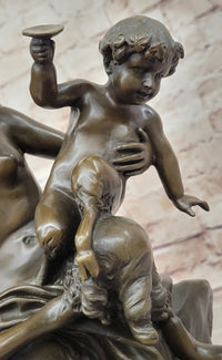 Satyr Fawn and Children - Greek Mythology Bronze by Clodion