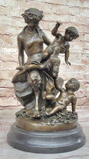 Satyr Fawn and Children - Greek Mythology Bronze by Clodion