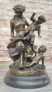 Satyr Fawn and Children - Greek Mythology Bronze by Clodion