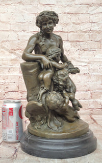 Satyr with a Basket of Grapes and Two Putti by Clodion Bronze Sculpture Statue