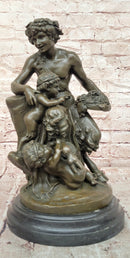 Satyr with a Basket of Grapes and Two Putti by Clodion Bronze Sculpture Statue