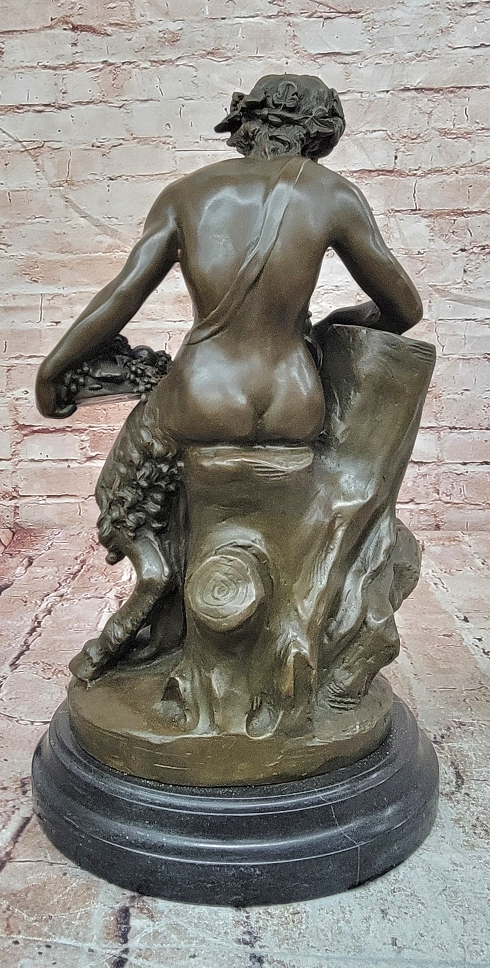 Satyr with a Basket of Grapes and Two Putti by Clodion Bronze Sculpture Statue