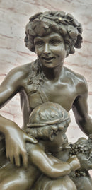 Satyr with a Basket of Grapes and Two Putti by Clodion Bronze Sculpture Statue