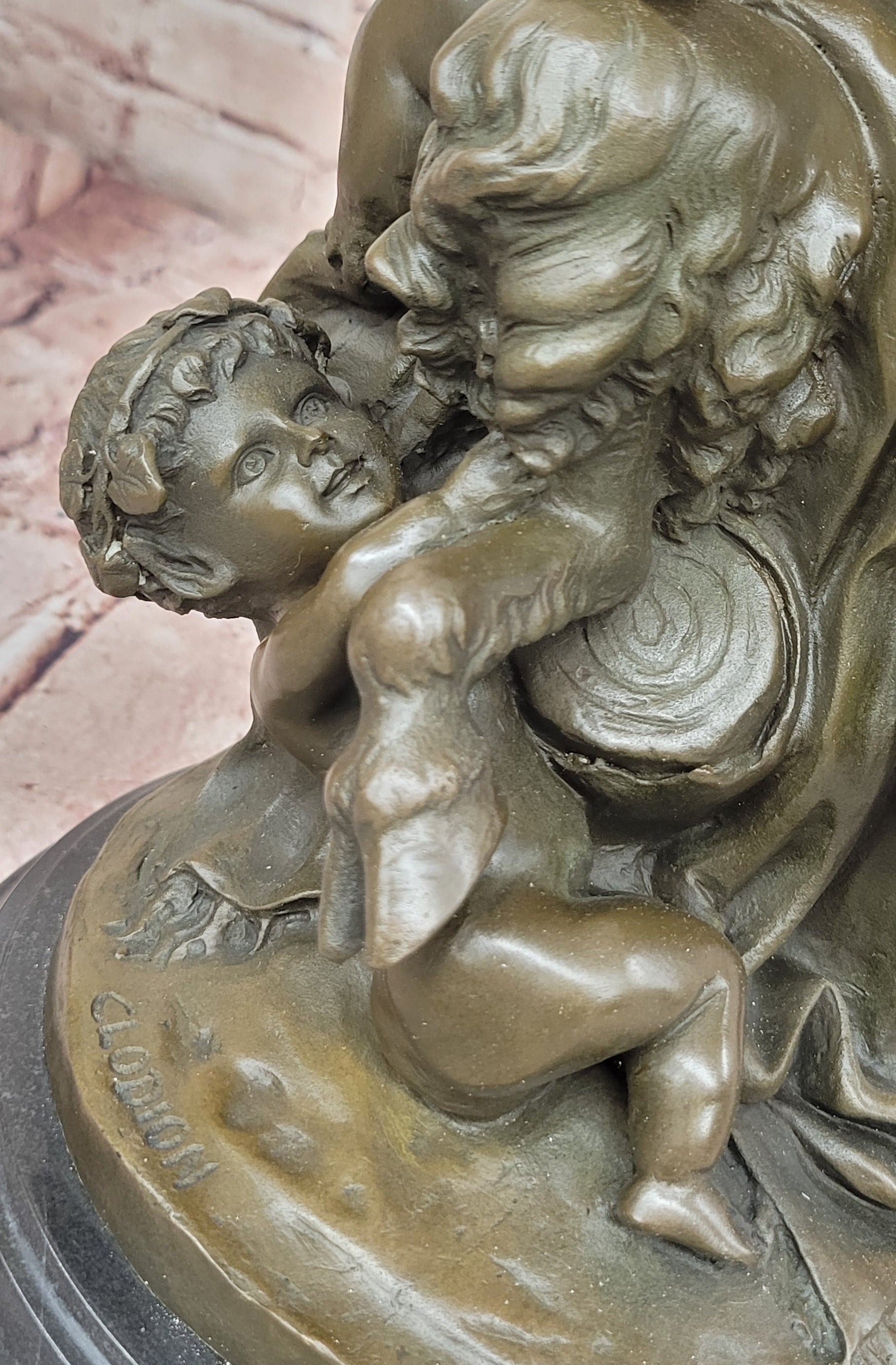 Satyr with a Basket of Grapes and Two Putti by Clodion Bronze Sculpture Statue