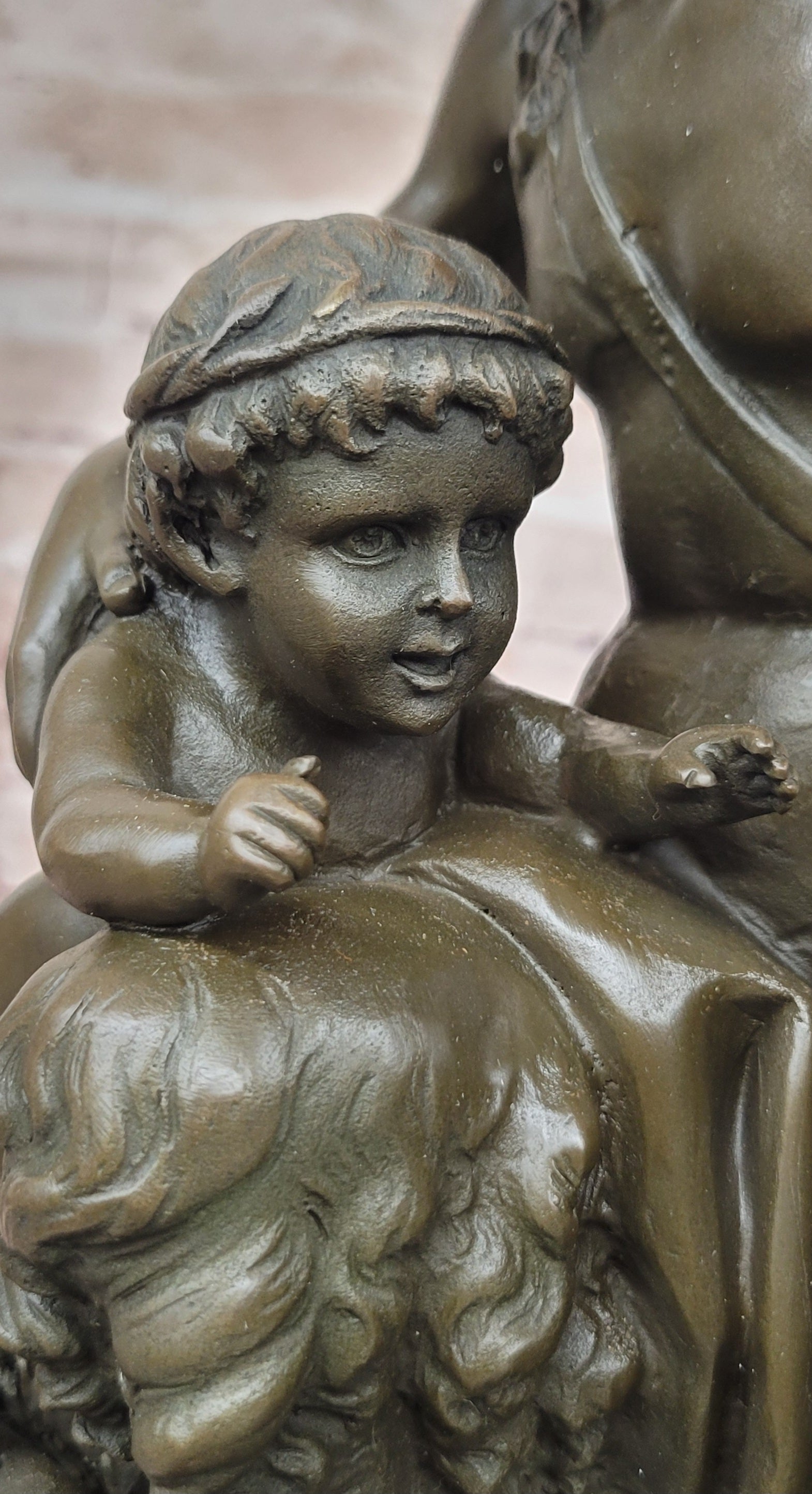 Satyr with a Basket of Grapes and Two Putti by Clodion Bronze Sculpture Statue