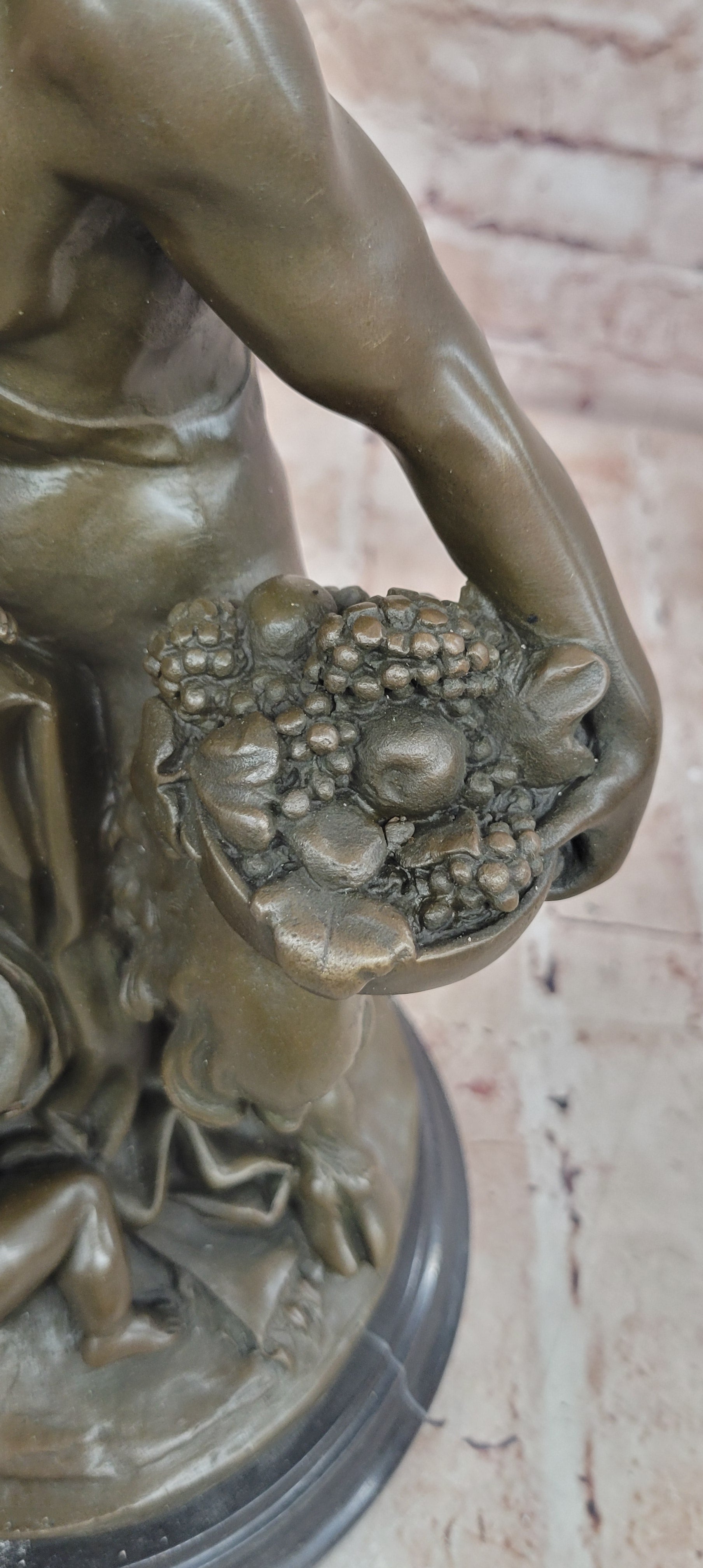 Satyr with a Basket of Grapes and Two Putti by Clodion Bronze Sculpture Statue