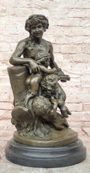 Satyr with a Basket of Grapes and Two Putti by Clodion Bronze Sculpture Statue