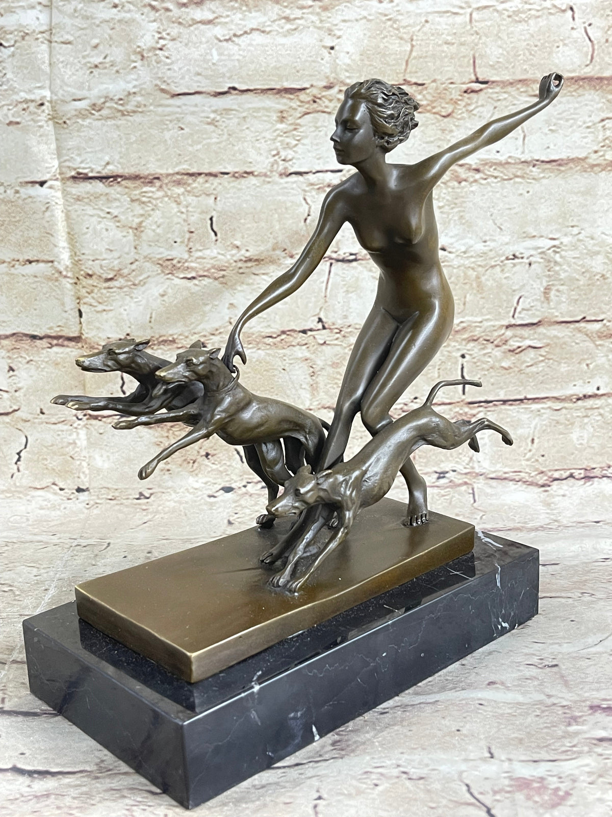 Diana the Huntress Artemis Bronze Sculpture by Lorenzl