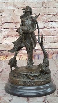 Native American Indian Shaman Holding Deer and Turkey Bronze