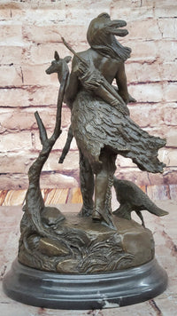 Native American Indian Shaman Holding Deer and Turkey Bronze