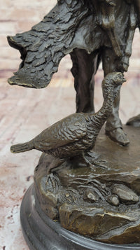Native American Indian Shaman Holding Deer and Turkey Bronze