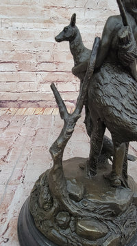 Native American Indian Shaman Holding Deer and Turkey Bronze
