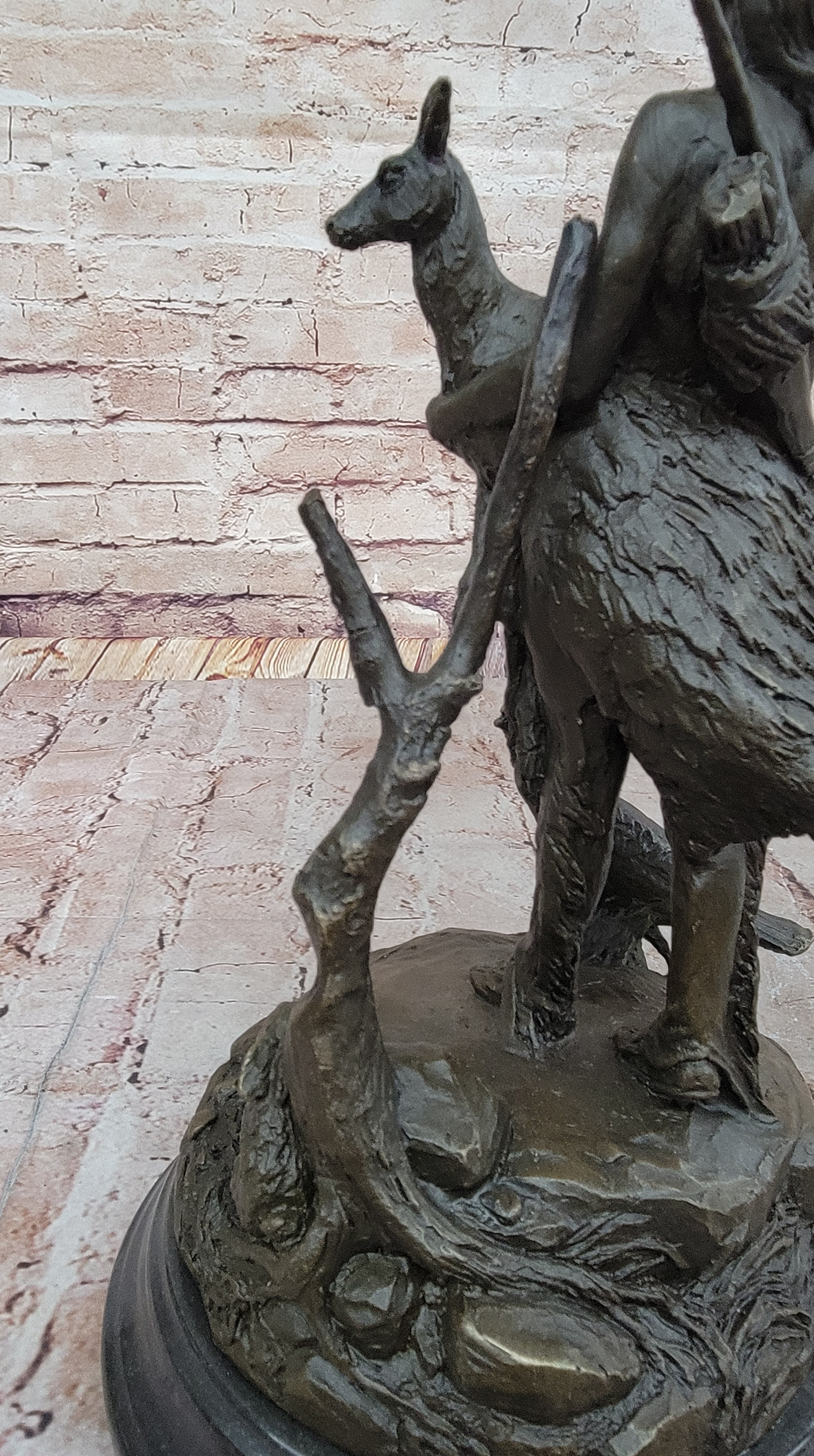 Native American Indian Shaman Holding Deer and Turkey Bronze