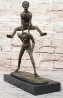 Kids Playing Leapfrog Bronze Sculpture Miniature 15.5" x 11.5"