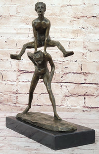 Kids Playing Leapfrog Bronze Sculpture Miniature 15.5" x 11.5"