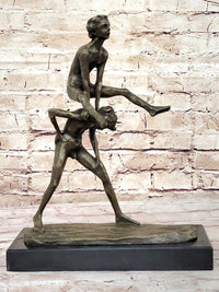 Kids Playing Leapfrog Bronze Sculpture Miniature 15.5" x 11.5"