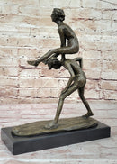 Kids Playing Leapfrog Bronze Sculpture Miniature 15.5" x 11.5"