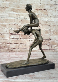 Kids Playing Leapfrog Bronze Sculpture Miniature 15.5" x 11.5"