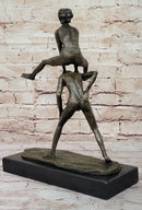 Kids Playing Leapfrog Bronze Sculpture Miniature 15.5" x 11.5"