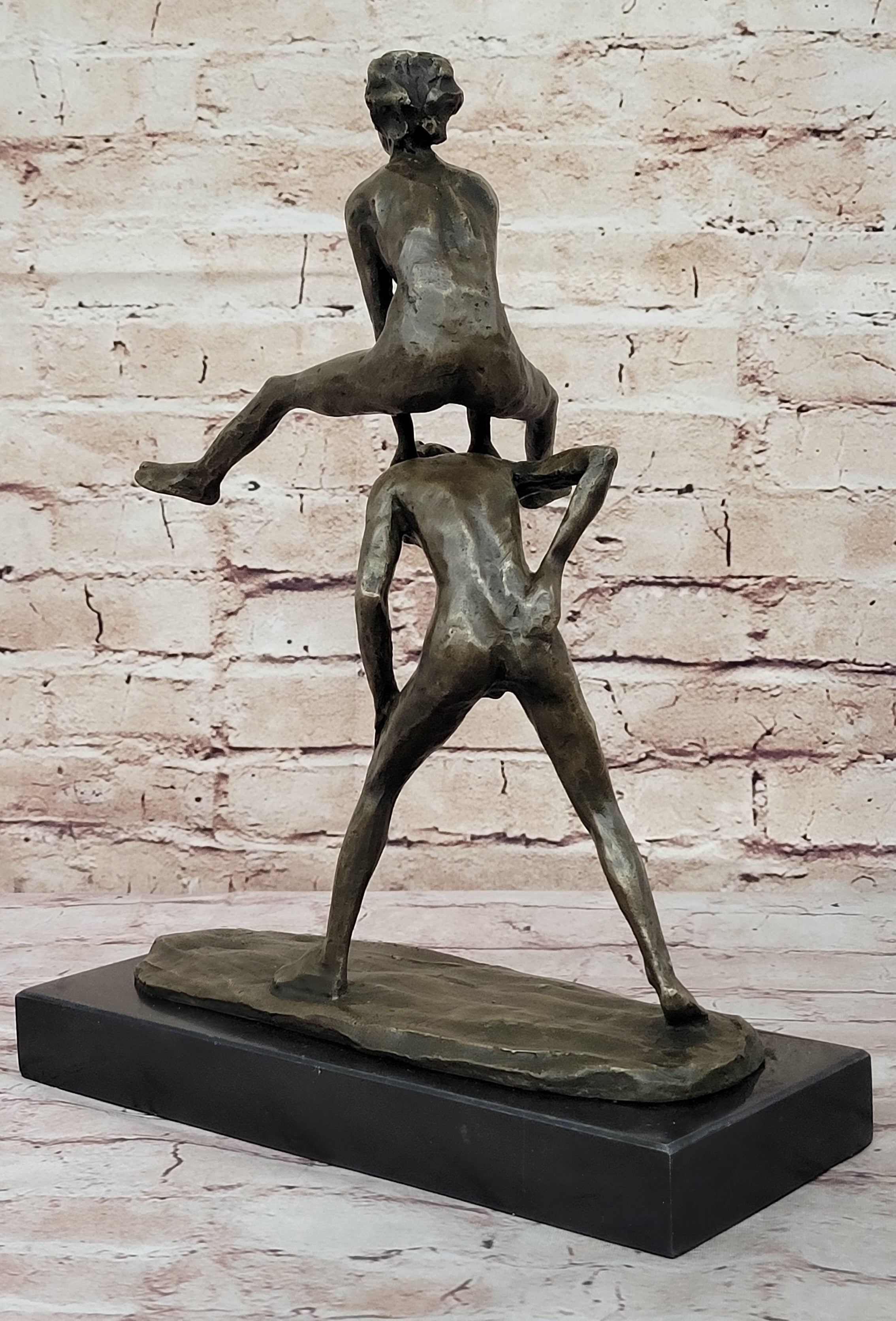 Kids Playing Leapfrog Bronze Sculpture Miniature 15.5" x 11.5"