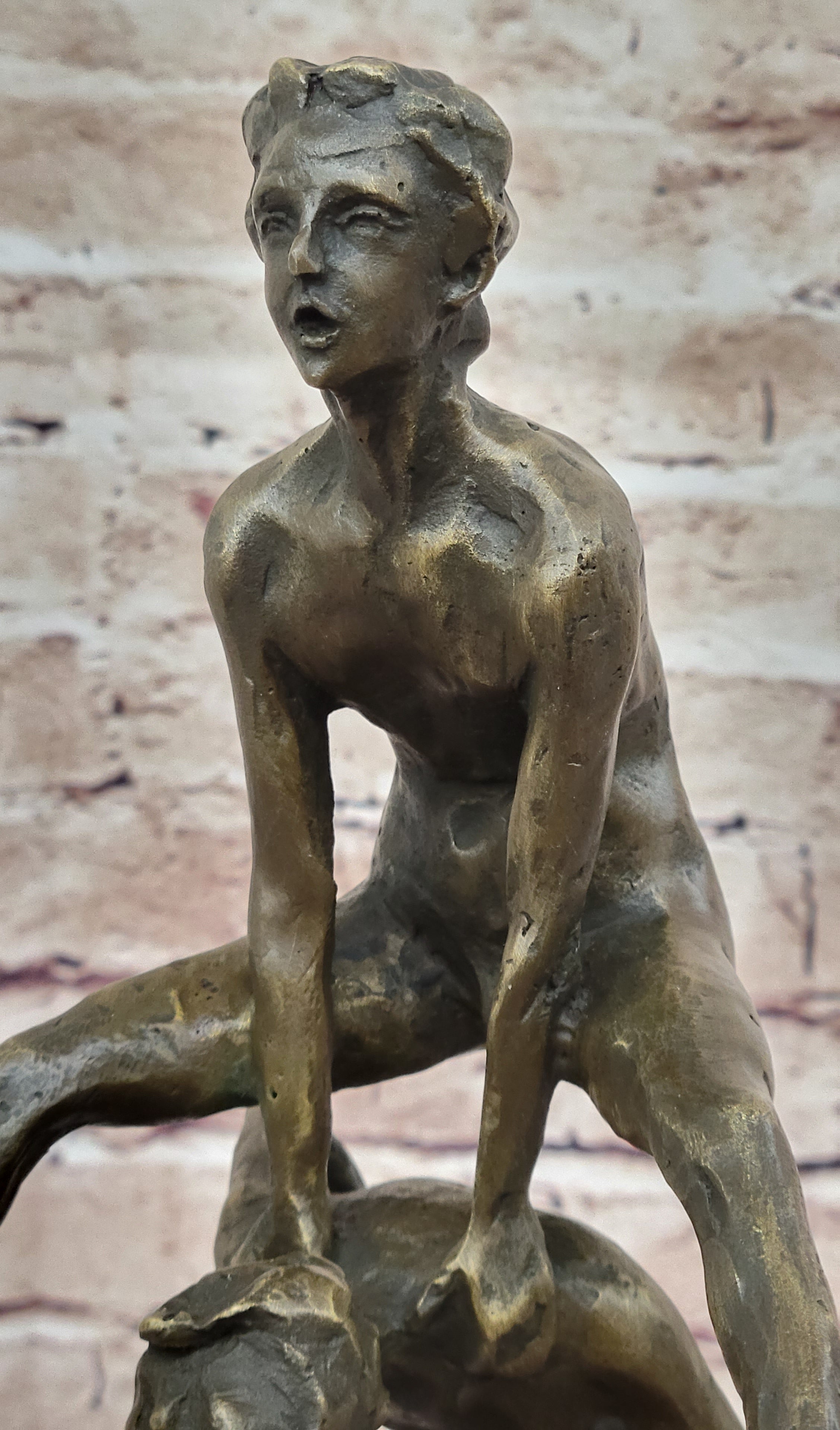 Kids Playing Leapfrog Bronze Sculpture Miniature 15.5" x 11.5"