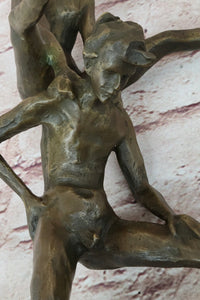 Kids Playing Leapfrog Bronze Sculpture Miniature 15.5" x 11.5"