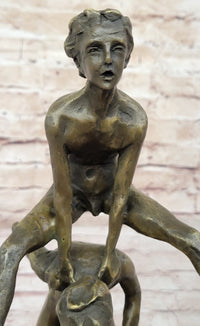 Kids Playing Leapfrog Bronze Sculpture Miniature 15.5" x 11.5"