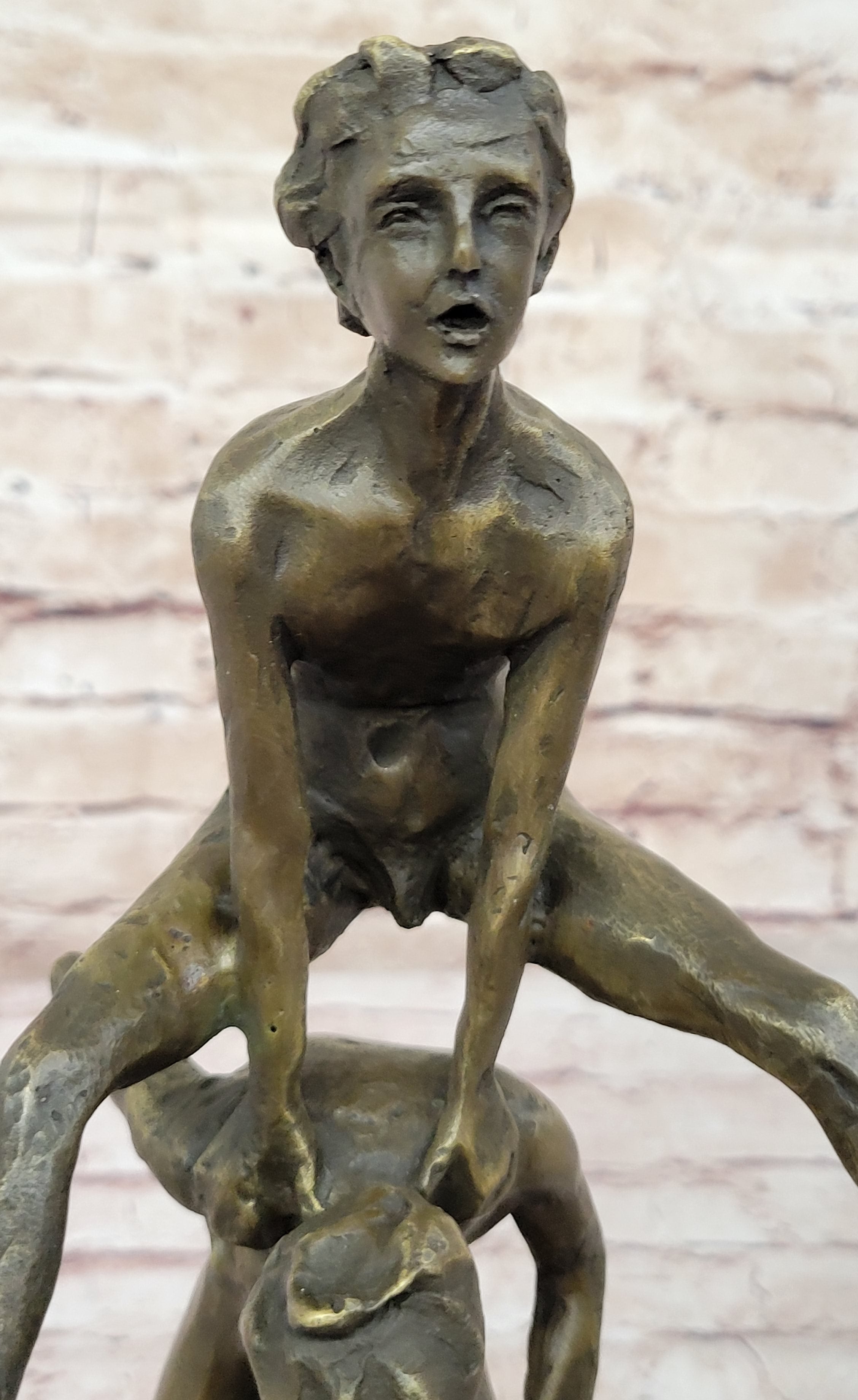 Kids Playing Leapfrog Bronze Sculpture Miniature 15.5" x 11.5"