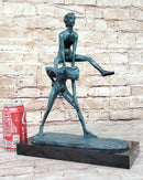 Real Bronze Sculpture of Children Playing Leapfrog