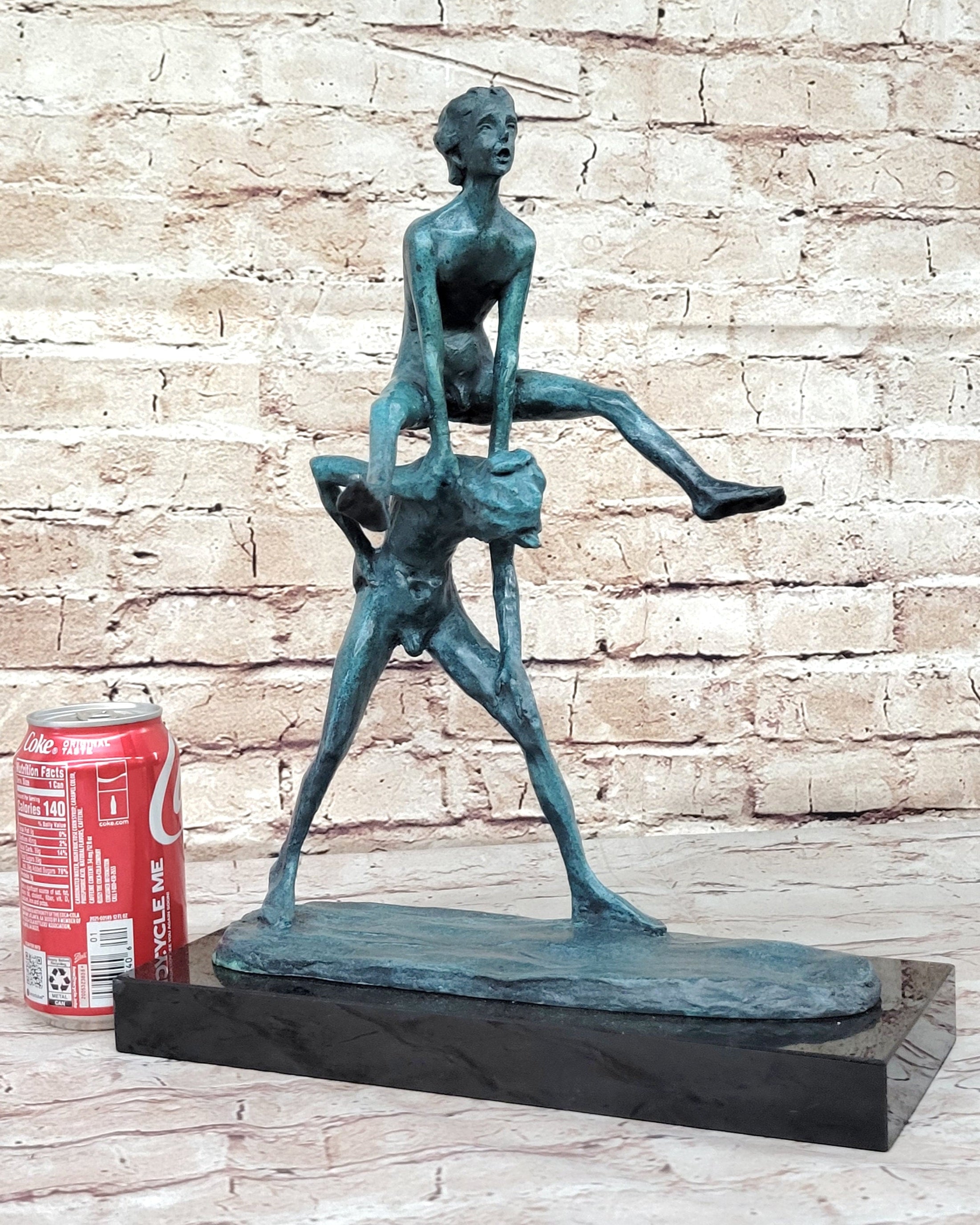 Real Bronze Sculpture of Children Playing Leapfrog