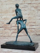 Real Bronze Sculpture of Children Playing Leapfrog