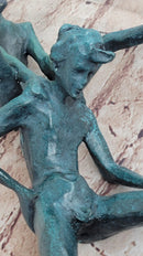Real Bronze Sculpture of Children Playing Leapfrog