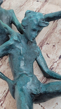 Real Bronze Sculpture of Children Playing Leapfrog