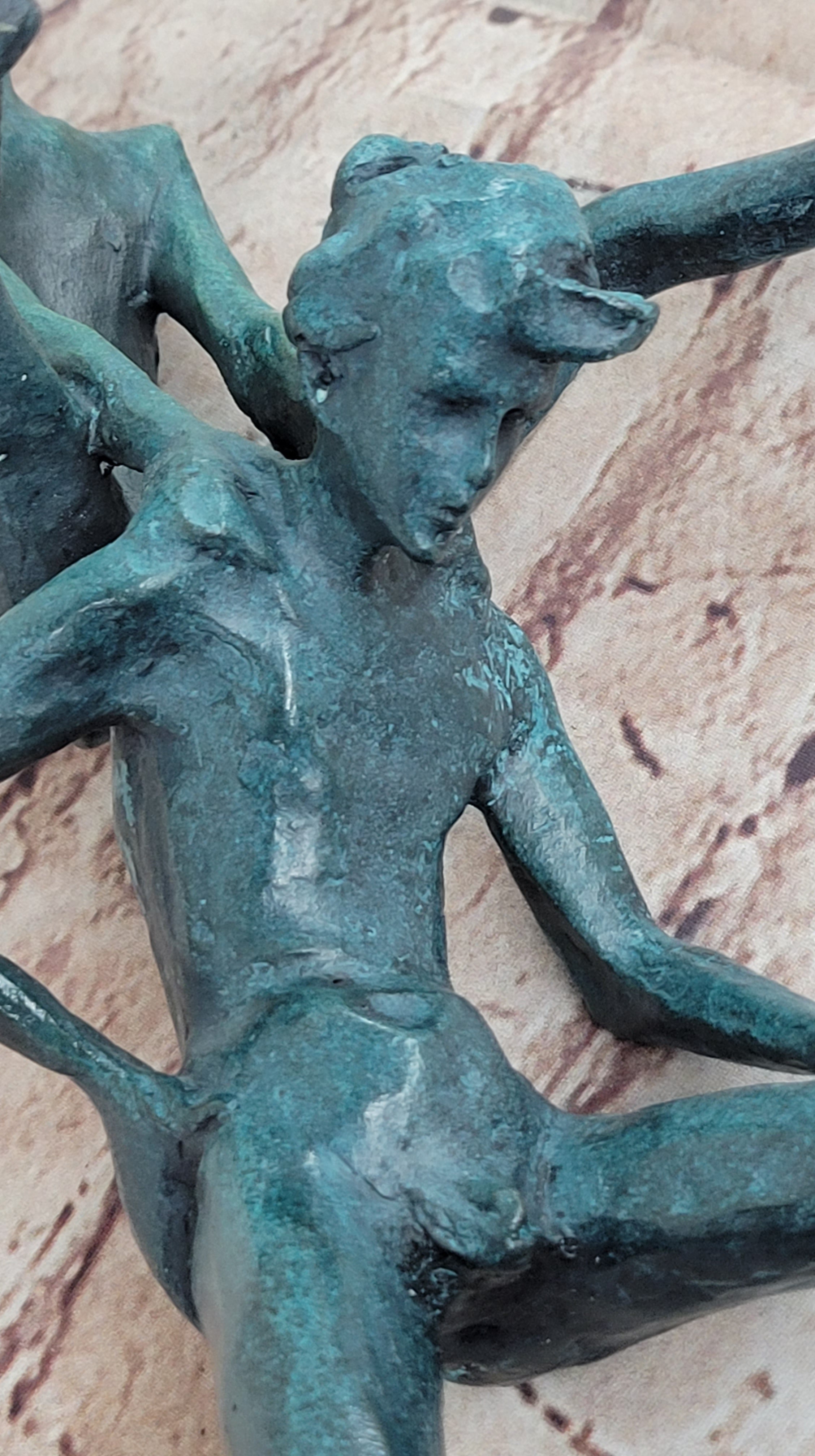 Real Bronze Sculpture of Children Playing Leapfrog