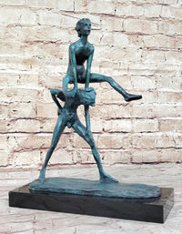 Real Bronze Sculpture of Children Playing Leapfrog