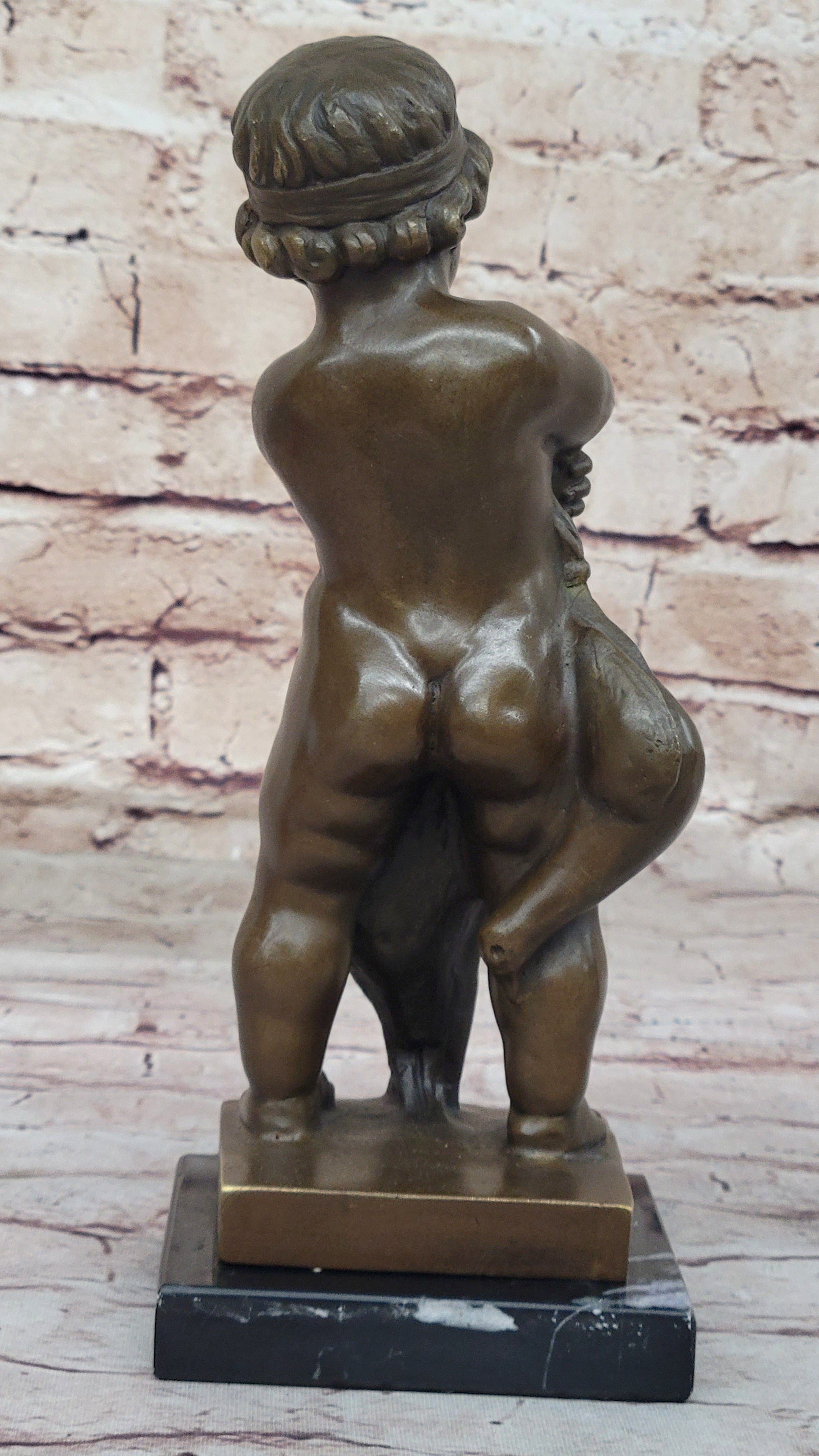Bronze Sculpture of Child with Duck Signed V. Novak