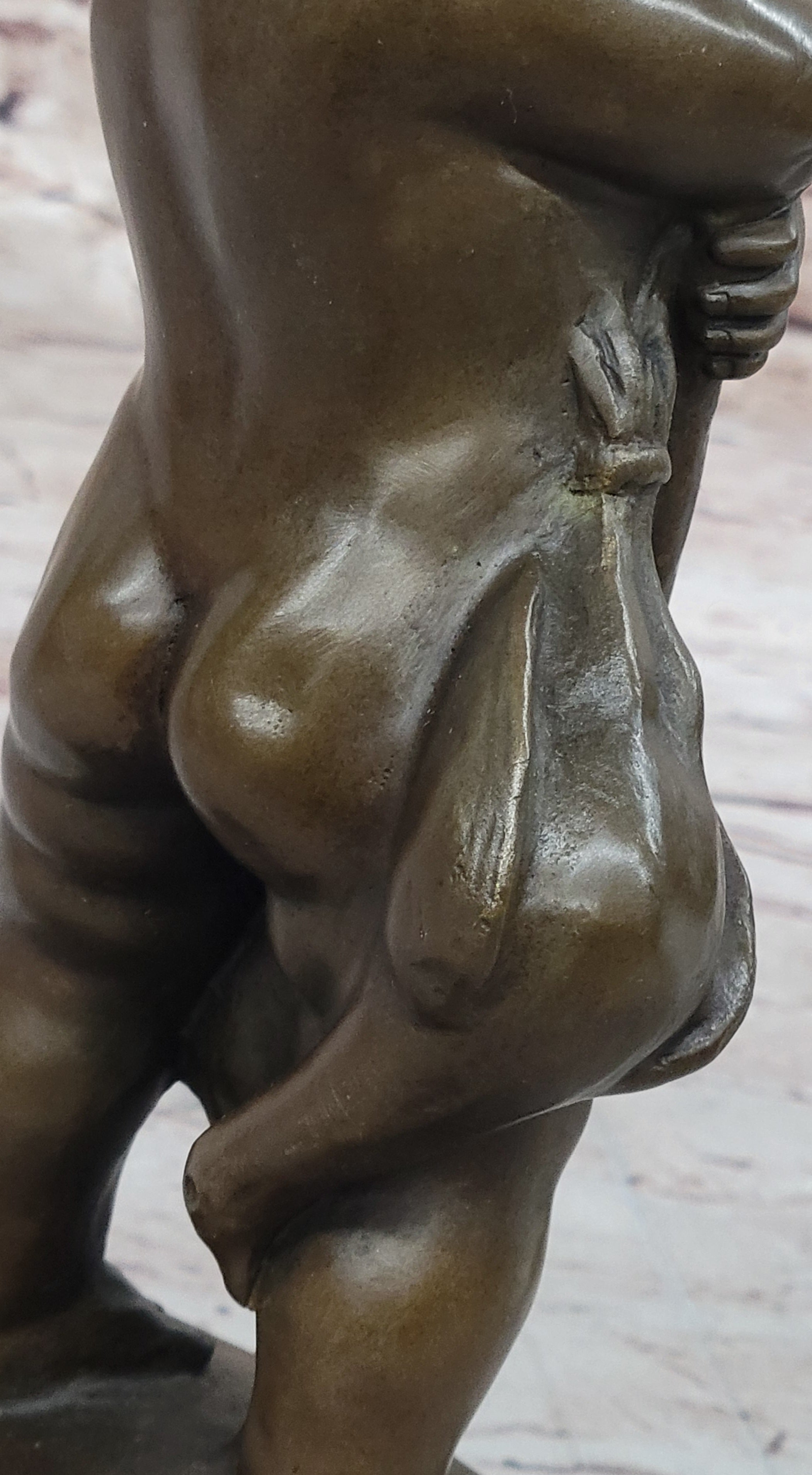 Bronze Sculpture of Child with Duck Signed V. Novak