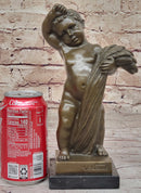 Hot Cast Bronze Sculpture Statue Classical Decor by Novak -  Semi Nude Young Boy Bronze