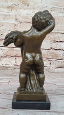 Hot Cast Bronze Sculpture Statue Classical Decor by Novak -  Semi Nude Young Boy Bronze