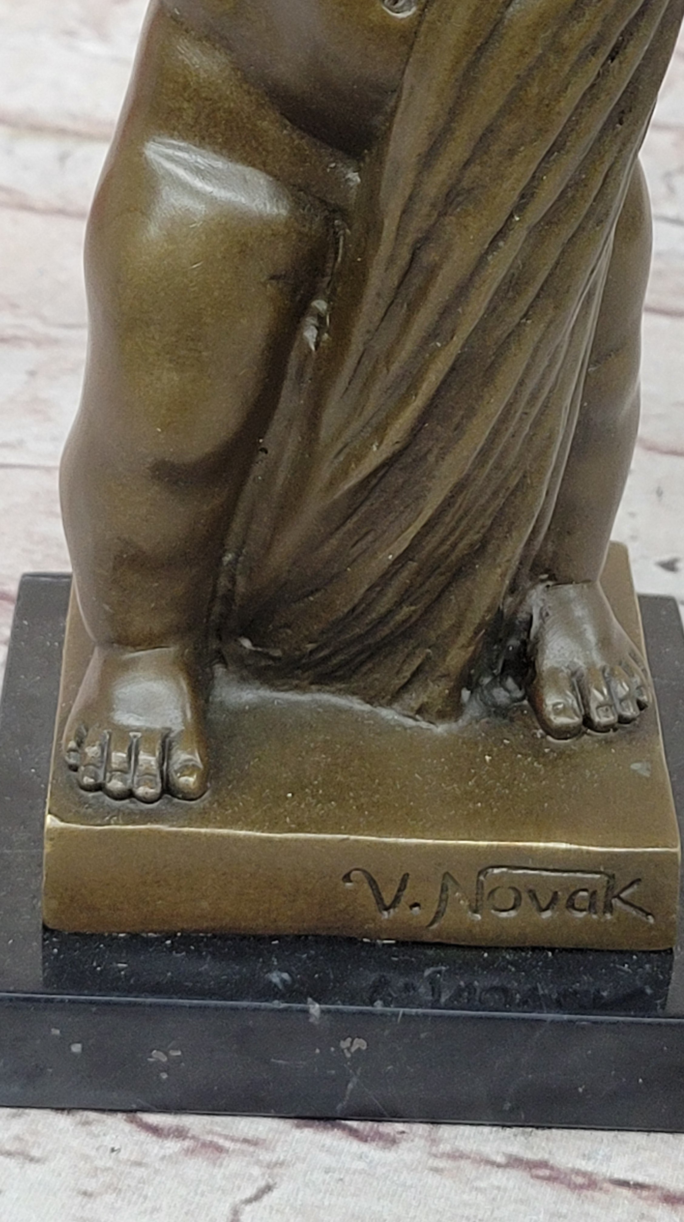 Hot Cast Bronze Sculpture Statue Classical Decor by Novak -  Semi Nude Young Boy Bronze