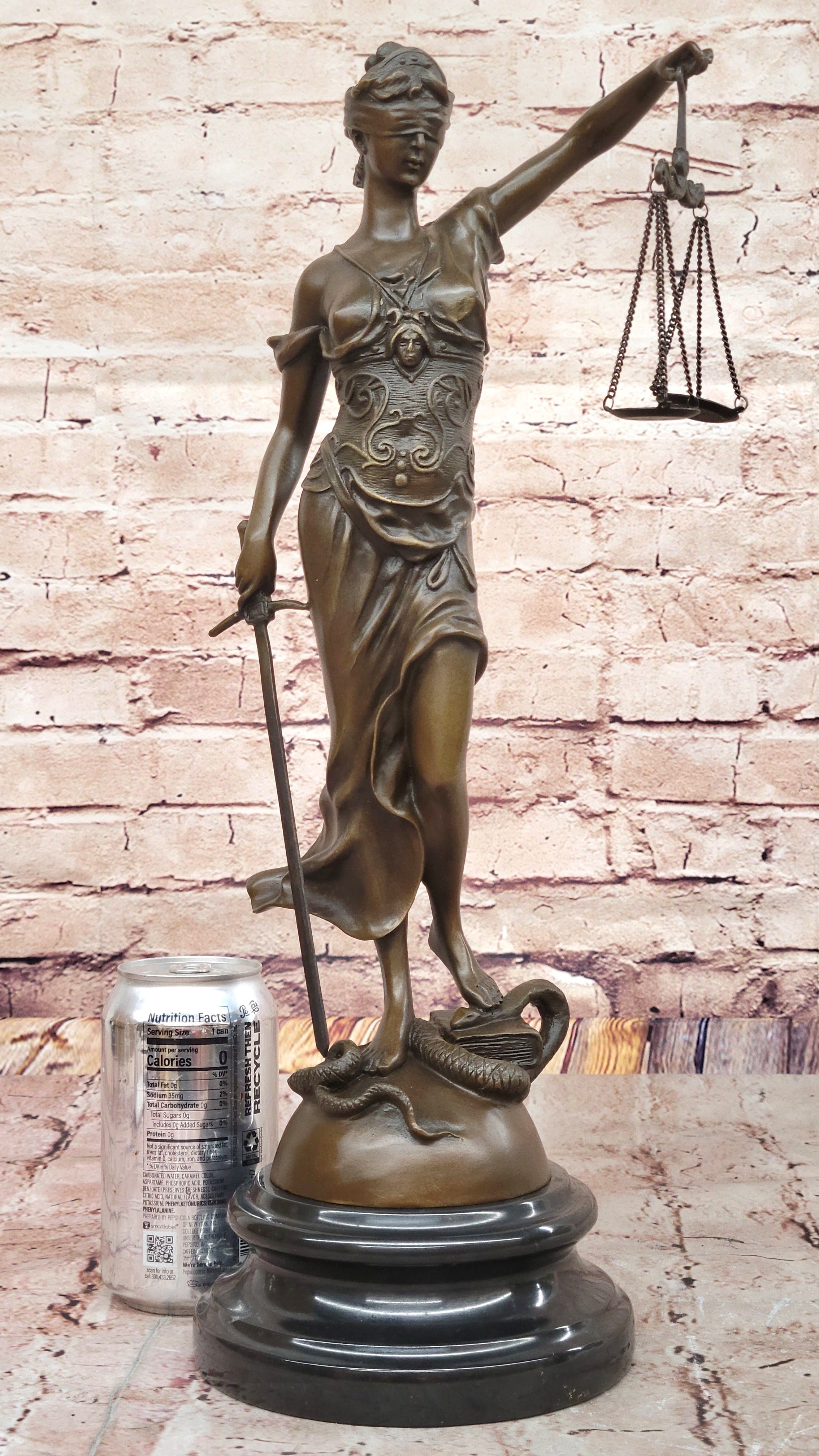 Blind Lady of Justice Themis Bronze Sculpture Law Attorney Art